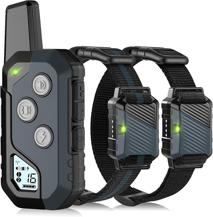 Shock Collar for Dogs, Dog Training Collar with Remote Control for 2 Dogs, 3 Training Modes with Beep, Vibration and Satic, Waterproof, Rechargeable for Large Medium