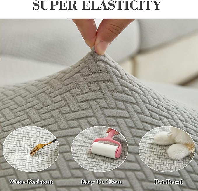 Sofa Covers Couch Covers for Sofa Pet Friendly Couch Cushion Covers Universal Sofa Covers Washable Stretch Slipcovers for Sectional Sofa (Texture Light Gray,Extra Large Single Seat Cover)