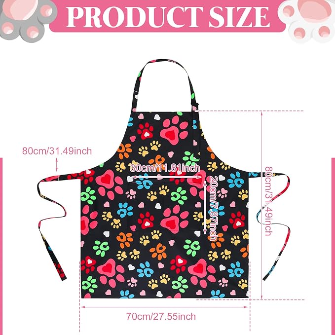 Dog Grooming Waterproof Apron with 2 Pockets, Cute Animals Puppy Dog Pets Apron