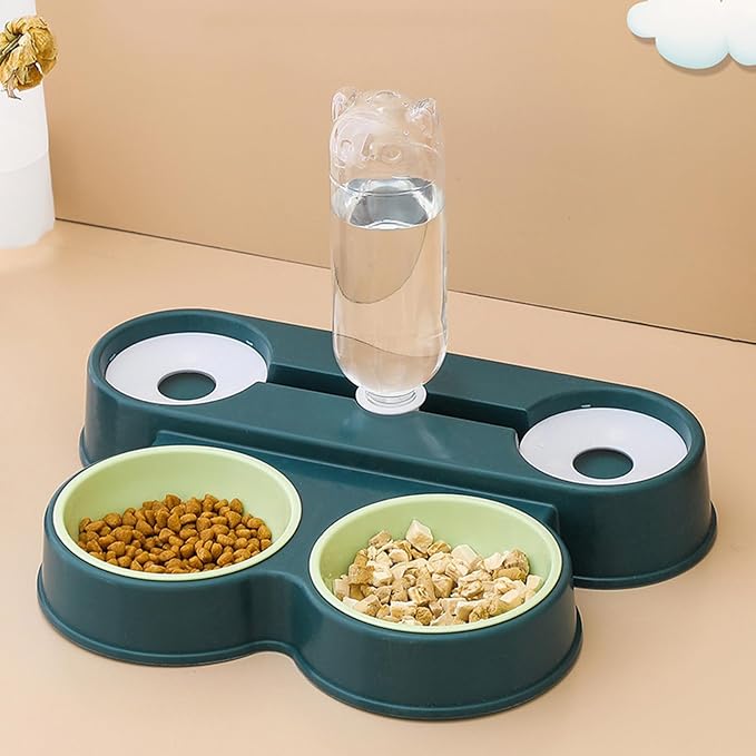 Dogs Bowl Automatic Cats Food Bowl 4 in 1 Pet Food Feeders with Automatic Water Bottle Bowl Double Bowl Dog Feeder Toy