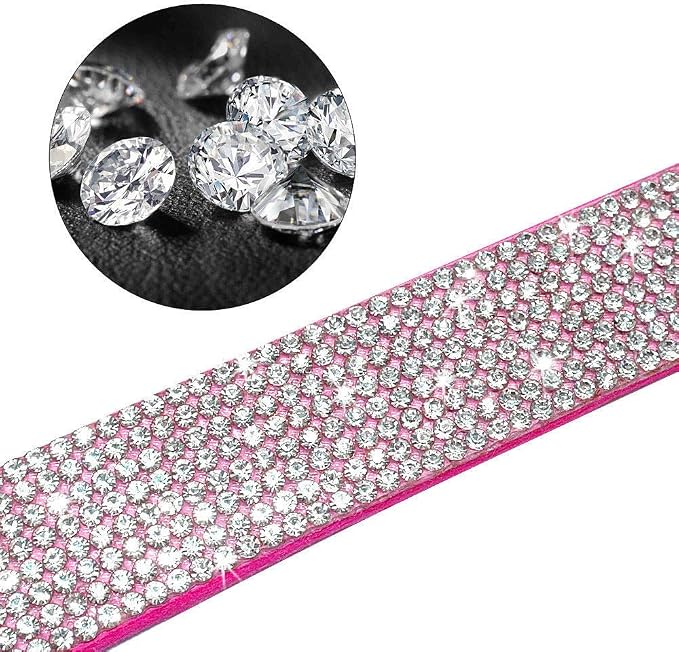 Rhinestone Dog Collar, Cute Dazzling Sparkling Soft Suede Leather Dog Cat Rhinestone Collar Crystal Diamond Pet Dog Puppy Collar (S, Purple-4)