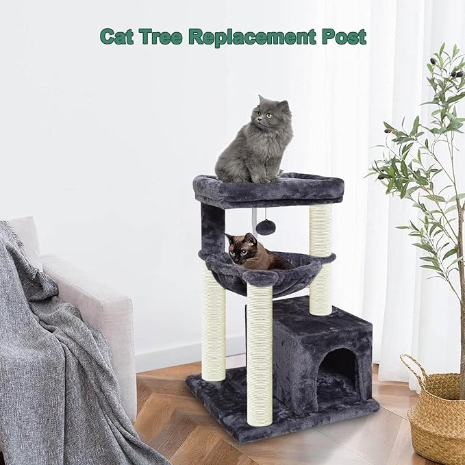 Cat Scratching Post Replacement Pole, 4 PCS 15.7“ 7.9" Cat Tree Replacement Post, Natural Sisal Cat Tree Replacement Parts with M8 Screws (15.7in/40cm+7.87in/20cm, M8*4poles)