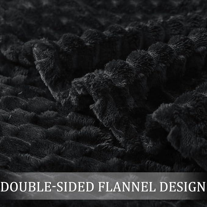 Exclusivo Mezcla Fleece Twin Blanket for Bed, Extra Large Fuzzy Black Bed Blankets, Soft Cozy Plush Sofa Throws for All Seasons, 60x80 Inches