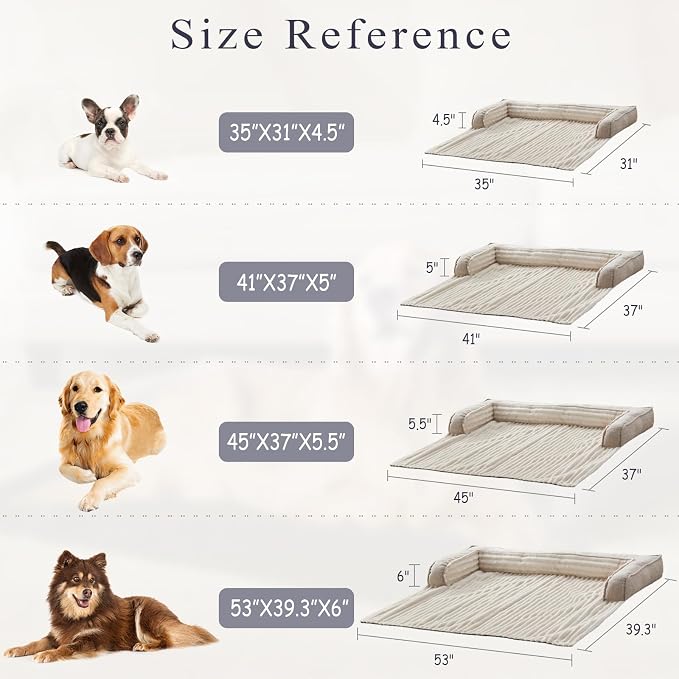 WINDRACING Luxury Dog Couch Bed, Washable Calming Dog Couch Cover, Couch Protector for Dogs, Waterproof Sofa Bed, Pet Bed Mats for Sofa, Pet Sofa Covers Beige (2XL:53"X39.3"X6"