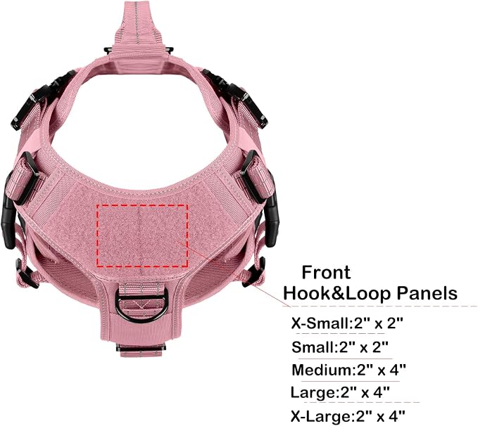 ICEFANG GN3 Tactical Dog Harness for X-Large Dogs, 6X Quick-Release Buckles,Dog Molle Vest with Handle,3/4 Body, Hook and Loop Panel for ID Patch,No Pulling Front Clip (XL (Chest: 31"-40"), Pink)