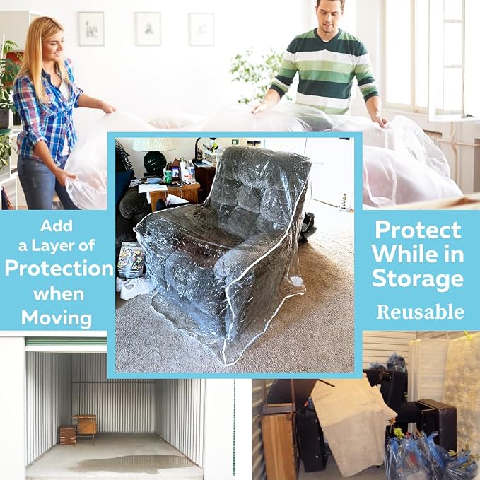 Evelots Clear Plastic Recliner Cover -2 Pack- Thick Heavy Duty Vinyl Armchair Cover for Protection Against Cat & Dog Clawing - Stain & Dust Protector - Waterproof Slipcover for Moving & Storage