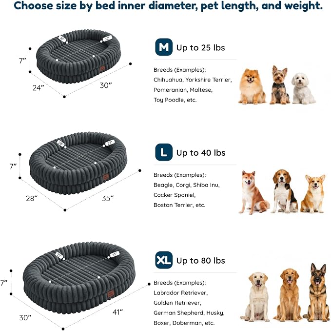 ChiXnuggle Orthopedic Dog Bed for Large Dogs, Waterproof Faux Rabbit Fur Dog Couch with Egg Crate Foam Support and Washable Removable Cover, Bolster Pet Sofa with Non-Slip Bottom, 35x28x7, Cream