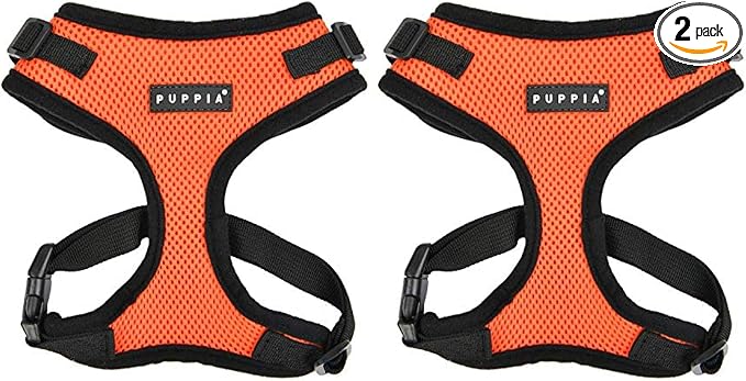 Puppia Authentic RiteFit Harness with Adjustable Neck Orange, Medium (Pack of 2)
