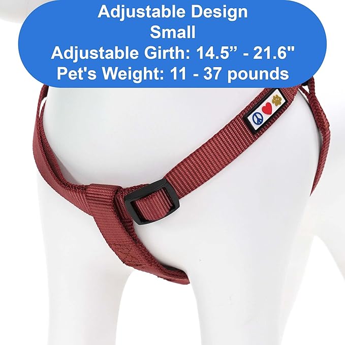 Pawtitas Solid Step-in Dog Harness – Adjustable No-Pull Vest for Puppies to Seniors, Safe & Comfortable S Marsala