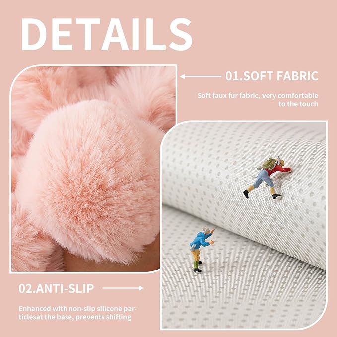 Faux Fur Couch Cover, Soft Warm Plush Sofa Couch Cover, Non Slip Sectional Sofa Slipcovers for L Shaped, Washable Furniture Protector for Kids, Dogs(Pink, 36"×63")