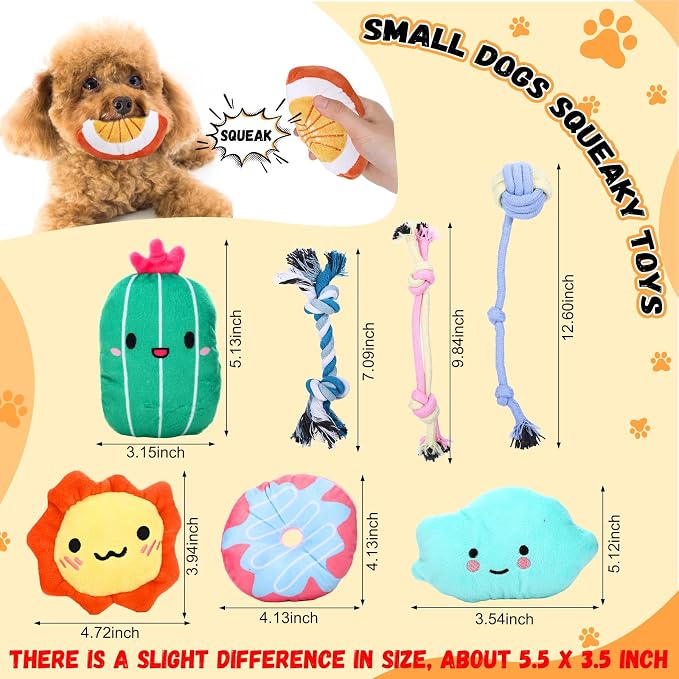 Hungdao 80 Pcs Dog Squeaky Toys Bulk for Small Dog Cute Plush Stuffed Puppy Chew Teething Toys Pet Bundle Easter Gift for Chewing Cleaning & Interactive Play(Rope Style)
