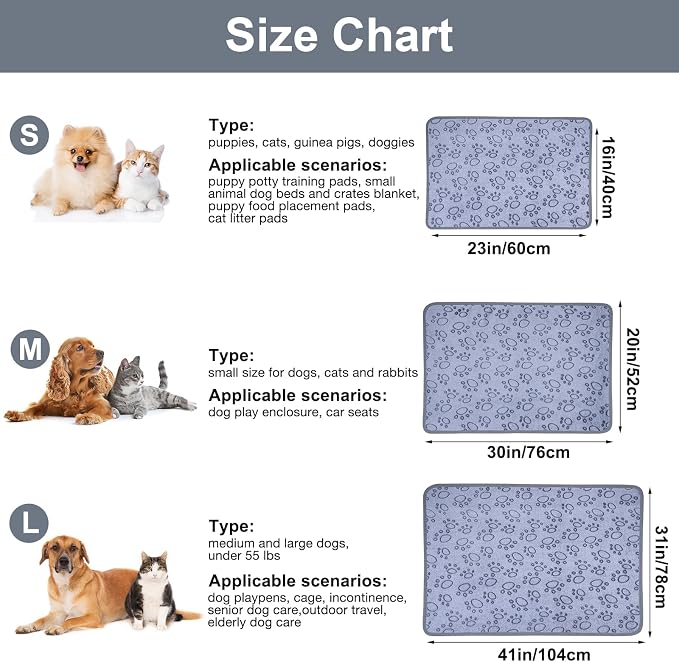 Dono 1 Pack 3 Dog Blankets, Soft Fluffy Fleece Pet Blanket Warm Sleep Mat Paw Print Design Puppy Kitten Throw Blankets Doggy Blanket for Dogs