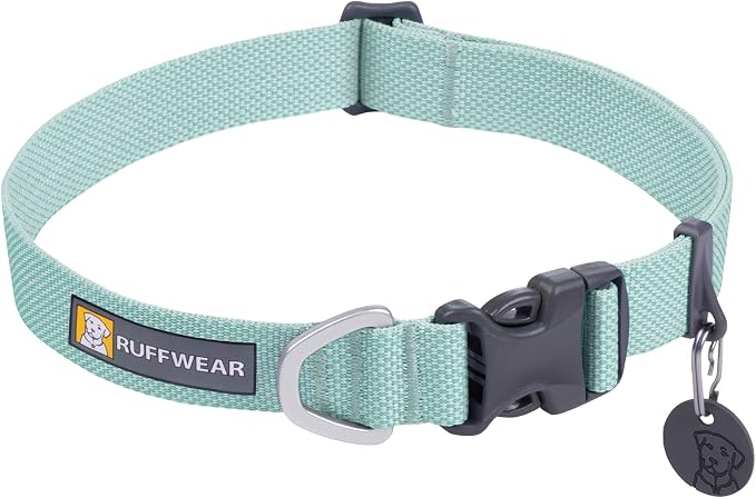 Ruffwear, Hi & Light Dog Collar, Ultralight Quick Release Buckle, Adjustable Trail Running Polyester Collar with Silent ID Attachment, Sage Green, 11"-14"
