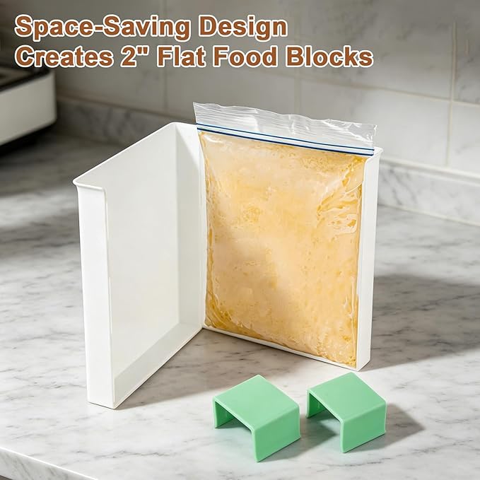 Freezer Food Block Maker, 6-Cup Capacity Meal Prep Bag Container for Freezing Soups, Sauces, Leftovers & Bone Broth, Large Portion Freezer Containers for Food Storage
