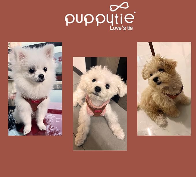 Puppytie Dog Harness with Multifunction Dog Leash,Soft Adjustable No Choke Escape Proof Pet Harness Vest for Medium Dogs or Large Dogs,Brown Caramel,M