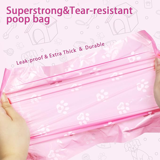 HZDHCLH Poop Bags for Dogs Leak Proof Extra Thick Dog Poop Bags, Pink Cat's Paw 8 Rolls 9" x 13" Lavender Scented Pet Waste Bag, 120 Count
