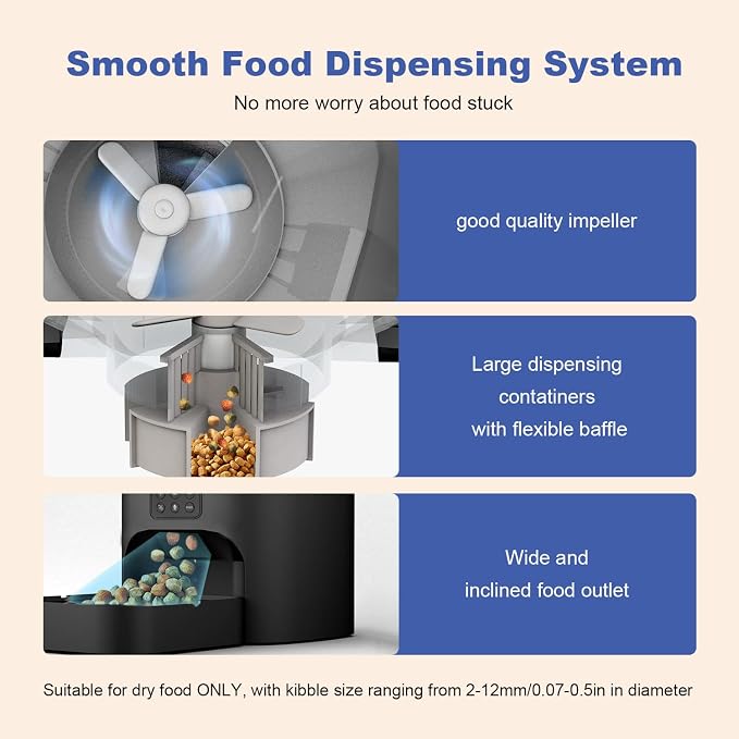 ANDOLL HOME Automatic Cat Feeder, 6L Cat Food Dispenser with 10s Voice Recorder, Pet Feeder up to 8 Meals per Day, Timed Feeder with Dry Food Sealed Ring (Black)
