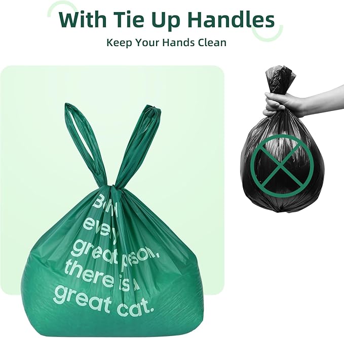 270 Count Cat Poop Bags with Handles, Disposable Litter Bags for Pet Poop, Extra-Thick Kitty Waste Bags Easy Tie Leak-Proof Strengthen Unscented (Made of 70% Recycled Plastic)