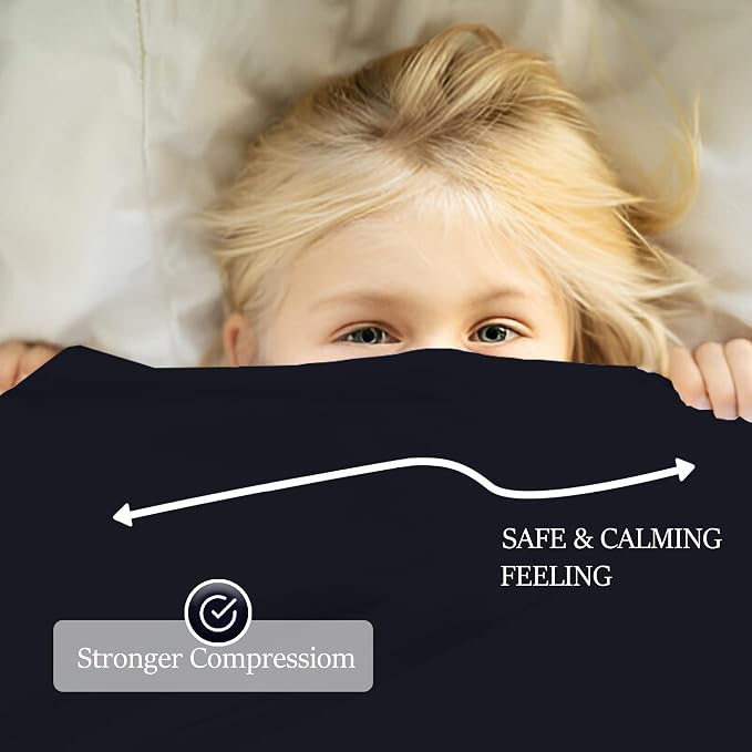 Sensory Bed Sheet for Deep Pressure Therapy – Spandex Bed Sheet – Sensory Compression Blanket for ADHD, Autism – Breathable & Hypoallergenic, Navy, Queen Size