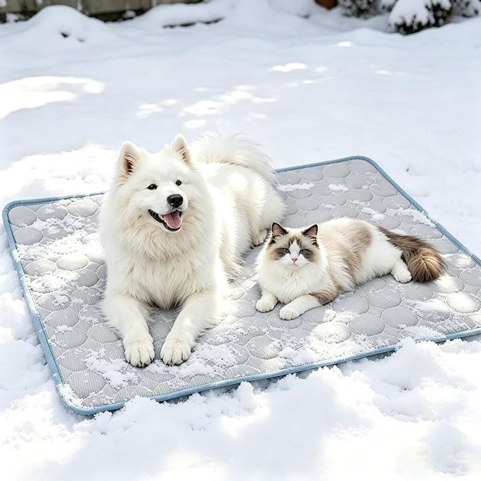 Cooling Mat for Dogs, Breathable Dog Cooling Mat with Q-Max>0.4 Chill Fiber, Washable Portable Dog Crate Pad for Indoor & Outdoor Summer Use, 16" x12“, Grey