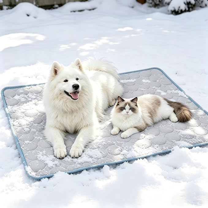 Cooling Mat for Dogs, 39"x28", Breathable Dog Cooling Mat with Q-Max>0.4 Chill Fiber, Washable Portable Dog Crate Pad for Indoor & Outdoor Summer Use, Grey