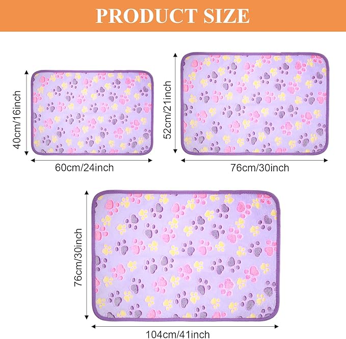Tatuo 4 Pack Fleece Dog Blankets for Puppy Cats Multi-Size Sleep Mat for Pet Guinea Pig Soft Washable Warm Crate Bed Puppy Teething Toys Print Pattern Blanket Indoor(Mixed Color,30 x 20.5 Inch,Paw)