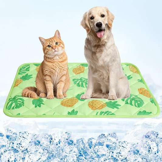 Homimp Dog Cooling Mat,27.5"x38.5" Thicken Self-Cooling Mat for Dog Large,Internal Waterproof & Endothermic,Washable Pet Ice Cool Pad Blanket,Pet Sleeping Pad for Indoor Outdoor in Summer, Green L