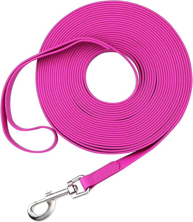 Waterproof Long Leash Durable Dog Recall Training Lead Great for Outdoor Hiking, Training, Yard, Beach and Swimming (Purple, 30ft)
