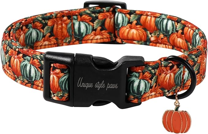 Unique style paws Dog Collar Plastic Buckle with Pendant Halloween Oil Painting Pumpkin Party Puppy Collars for Small Medium Large Boys Girls Dogs
