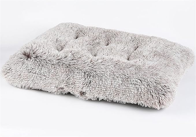 Long Plush Calming Pet Bed Cuddler Pet Bed for Dogs and Cats Fluffy Faux Fur Dog Bed with Anti Slip Bottom Machine Washable Pet Sleep Bed Crate Mat Gradient Khaki 2XL