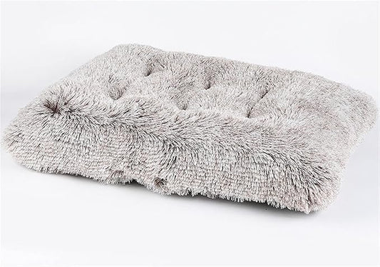 Long Plush Calming Pet Bed Cuddler Pet Bed for Dogs and Cats Fluffy Faux Fur Dog Bed with Anti Slip Bottom Machine Washable Pet Sleep Bed Crate Mat Gradient Khaki 2XL