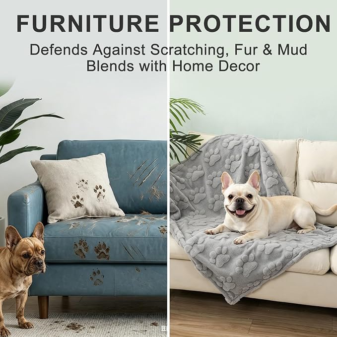 BEAUTYZOO Waterproof Dog Blankets for Large Dogs, Dog Blanket for Couch Sofa Bed, Super Soft Premium Coral Fleece Throw Cat Puppy Blanket, Reversible Furniture Protector, Washable Pet Blanket 32x40IN