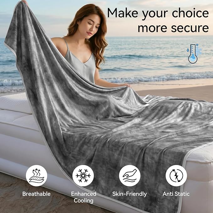 Guohaoi Cooling Throw Blanket for Hot Sleepers, Twin Size 50''×70'' Lightweight Breathable Summer Bed Blanket for Couch, Arc-Chill Q-Max >0.5 Cool Fiber,Lightweight Tie Dye Blanket Grey