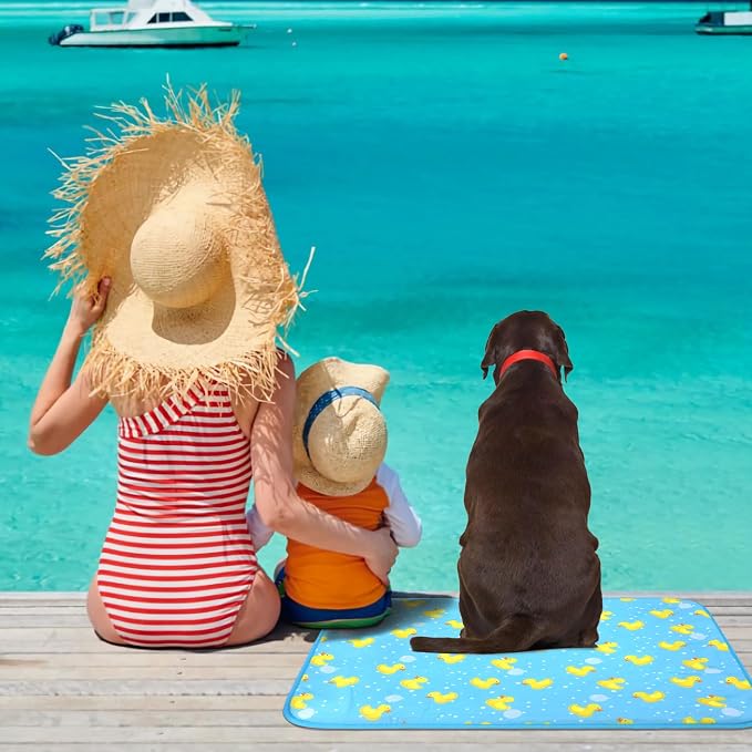 DELIFUR Cat Cooling Mat- Pet Ice Mat Outdoor for Dogs Self Cooling Pad for Kitten Cat Puppy Machine Washable (Medium, Blue Duck)
