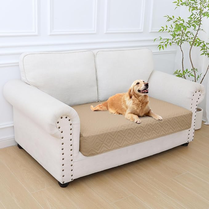 hyha Waterproof Dog Blanket, Soft Pet Bed Blankets, Waterproof Sofa Couch Cover for Dogs Washable, Reversible Pet Couch Covers for Sofa Furniture (30x53 Inch, Taupe/Beige)