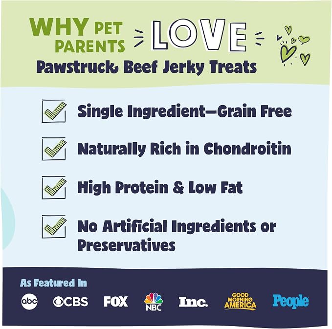 Pawstruck Premium Beef Jerky Dog Treat Chews, 4"-6" Strips – Hip & Joint Health, Naturally Rich in Glucosamine & Chondroitin, No Added Preservatives – 15 Count
