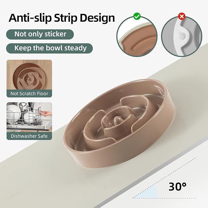 Havniva Ceramic Slow Feeder Dog Bowls, 1.2 Cups Dog Bowl Slow Feeding for Small and Medium Breed, 7.3inch Puzzle Dog Food Bowl Slow Feeder Non-Slip Anti-Gulping and Anti-Choking Reduces Bloating