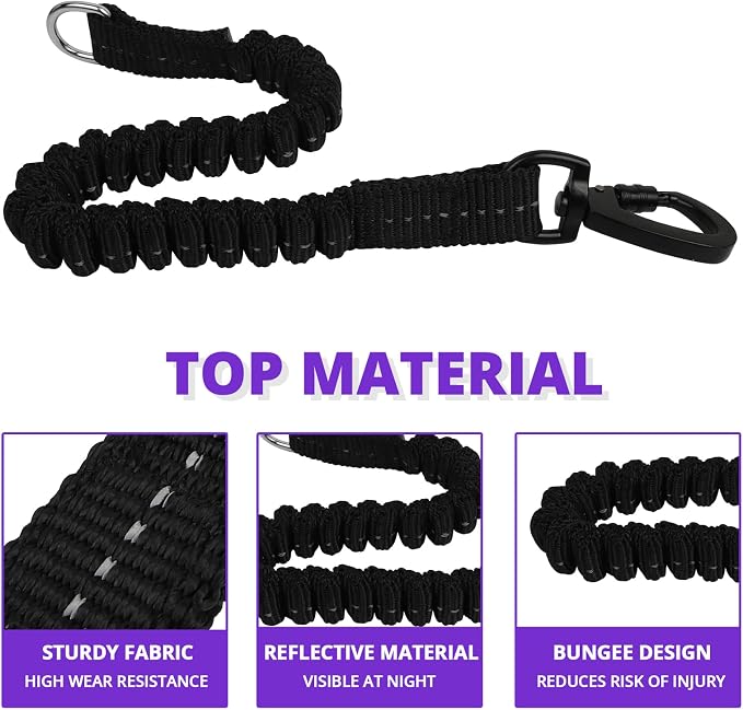 Long Dog Leash 10 FT: Heavy Duty Rope Leashes for Dogs Training with Swivel Lockable Hook Reflective Threads Bungee and Padded Handle - Dog Lead for Large Small Medium Dogs Outside Walking Hiking