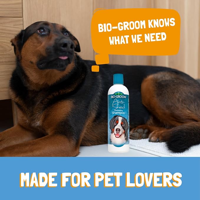 Bio-Groom Anti-Shed Deshedding Dog Shampoo - Odor Eliminating, Anti-Shedding, Dog Bathing Supplies, Puppy Wash, Cat & Dog Grooming Supplies, Cruelty-Free, Made in USA, Dog Products - 12 fl oz 1-Pack