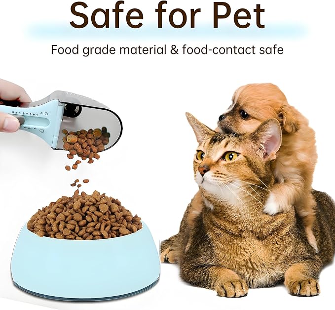1/2 Cup Cat Dog Food Scoop, Adjustable Pet Food Measuring Cup with Scale, Pet Food Feeding Scoop for Dog, Cat and Rabbit or Bird, Puppy Measuring Cup, Easy Clean and Also Use for Rice, Flour, Soybean