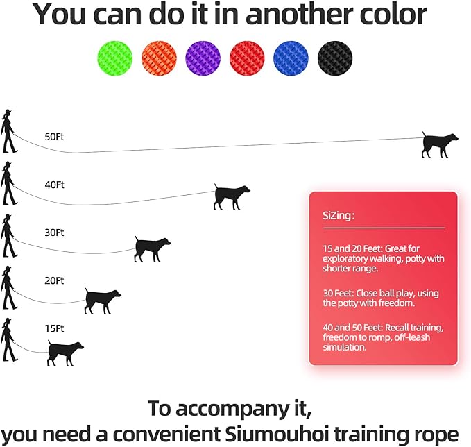 Dog/Puppy Obedience Recall Training Agility Lead - 15ft 20ft 30ft 50ft Training Leash - Great for Play, Camping, or Backyard - Red 15ft (15Feet, Red)