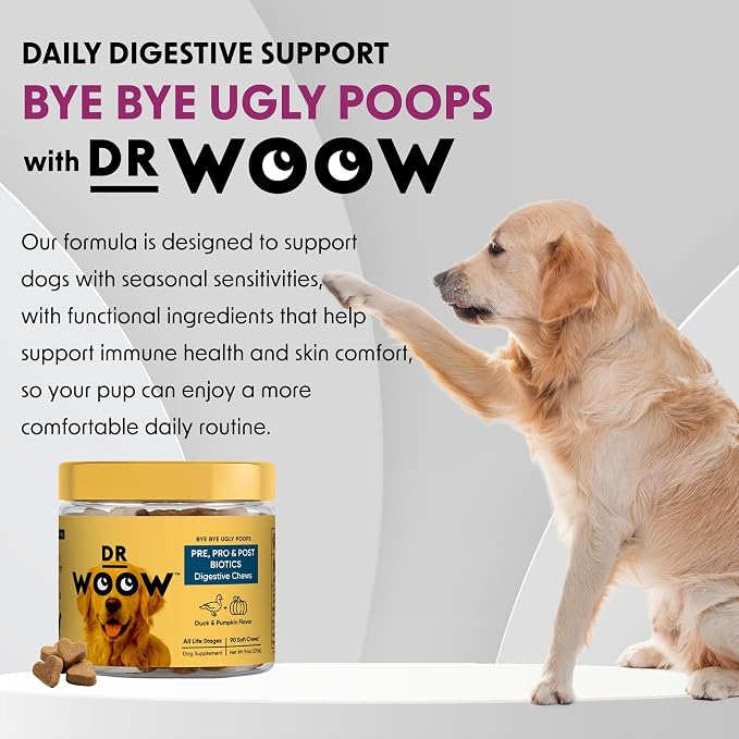 Probiotics Supplements for Dogs Soft Chews (90 CT) – Digestive Support + Gut Balance & Healthy Stool Support – Probiotics + Digestive Enzymes – Duck & Pumpkin Flavor – Made in USA