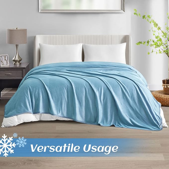 Ailemei Direct 【Upgraded Fabric Cooling Throw Blanket for Hot Sleepers, Lightweight Breathable Summer Bed Blankets, Q-Max >0.5 Jade Fiber,Keep Body Cool Hot Flashes Night Sweats,50"x70"