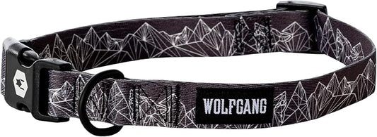 Wolfgang Heavy Duty, Adjustable Dog Collar with Quick Release Nylon Buckle for Walking & Training, WolfMountain Print, Small