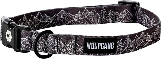 Wolfgang Heavy Duty, Adjustable Dog Collar with Quick Release Nylon Buckle for Walking & Training, WolfMountain Print, Large