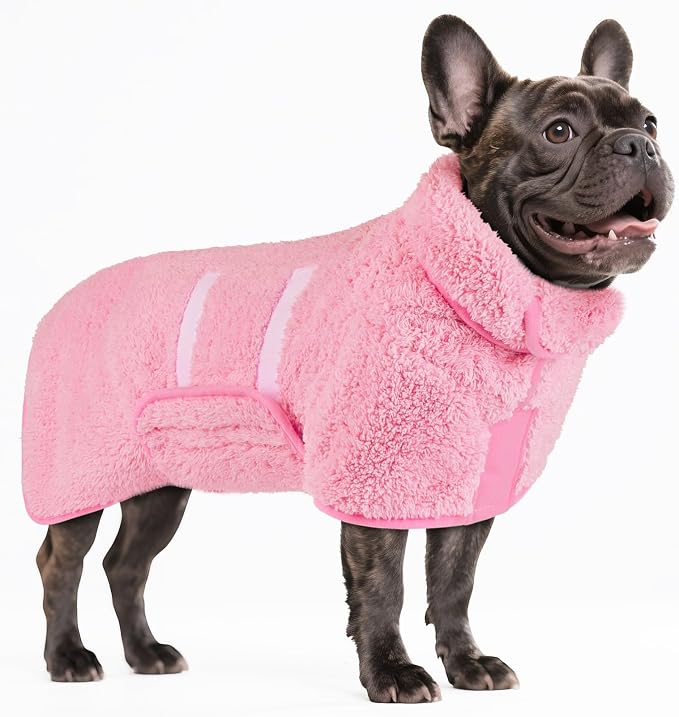 Bienbee Dog Bathrobe, Quick Drying Super Absorbent Pet Robes for Small Medium Large Dogs, Drying Coat for After Bath & Swim, Warm & Cozy Dogs Towels, Dog Puppy Bath Supplies, Pink M