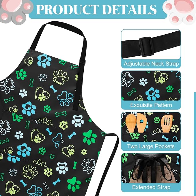 Dog Grooming Waterproof Apron with 2 Pockets, Cute Animals Puppy Dog Pets Apron