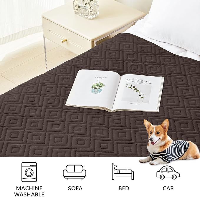 hyha Waterproof Dog Blanket, Soft Pet Bed Blankets, Waterproof Sofa Couch Cover for Dogs Washable, Reversible Pet Couch Covers for Sofa Furniture (40x50 Inch, Chocolate/Dark Grey)