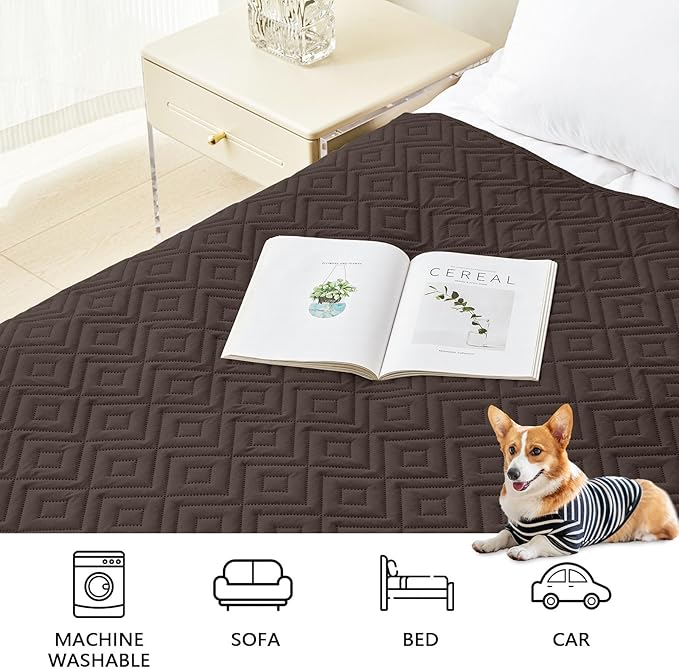 hyha Waterproof Dog Blanket, Soft Dog Bed Cover Pet Blankets, Waterproof Sofa Couch Cover for Dogs Washable, Reversible Pet Couch Covers for Sofa Furniture (52x82 Inch, Chocolate/Beige)