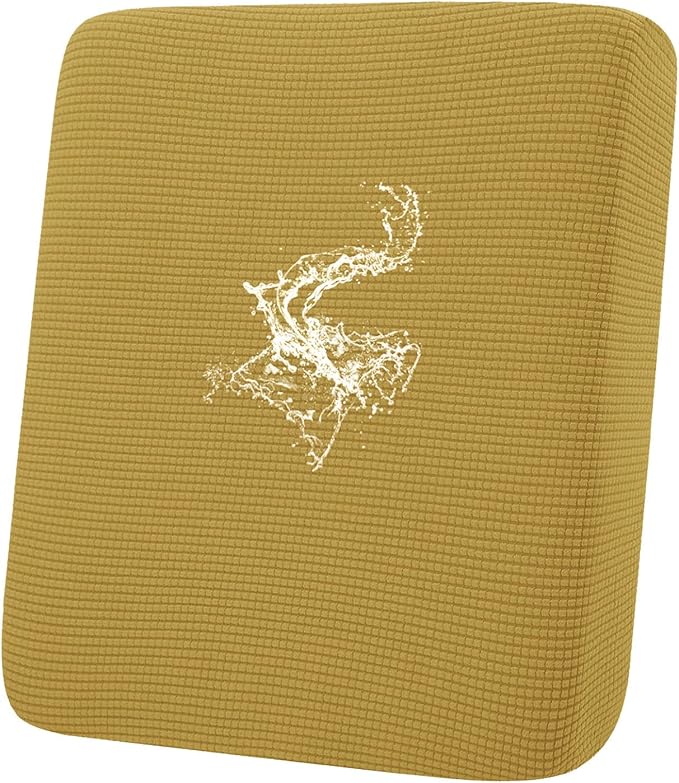 hyha Waterproof Couch Cushion Covers for Pets, Non Slip Sofa Cover for Dogs Washable, Soft Thick Stretch Jacquard Fabric, Sofa Slipcovers with Elastic Bottom (1 Piece for Backrest M, Ginger Yellow)